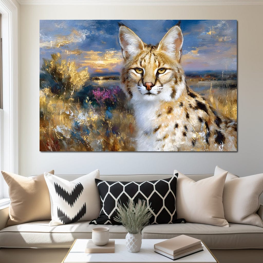 Savanna Serval Sunset Glow Canvas Wall Art