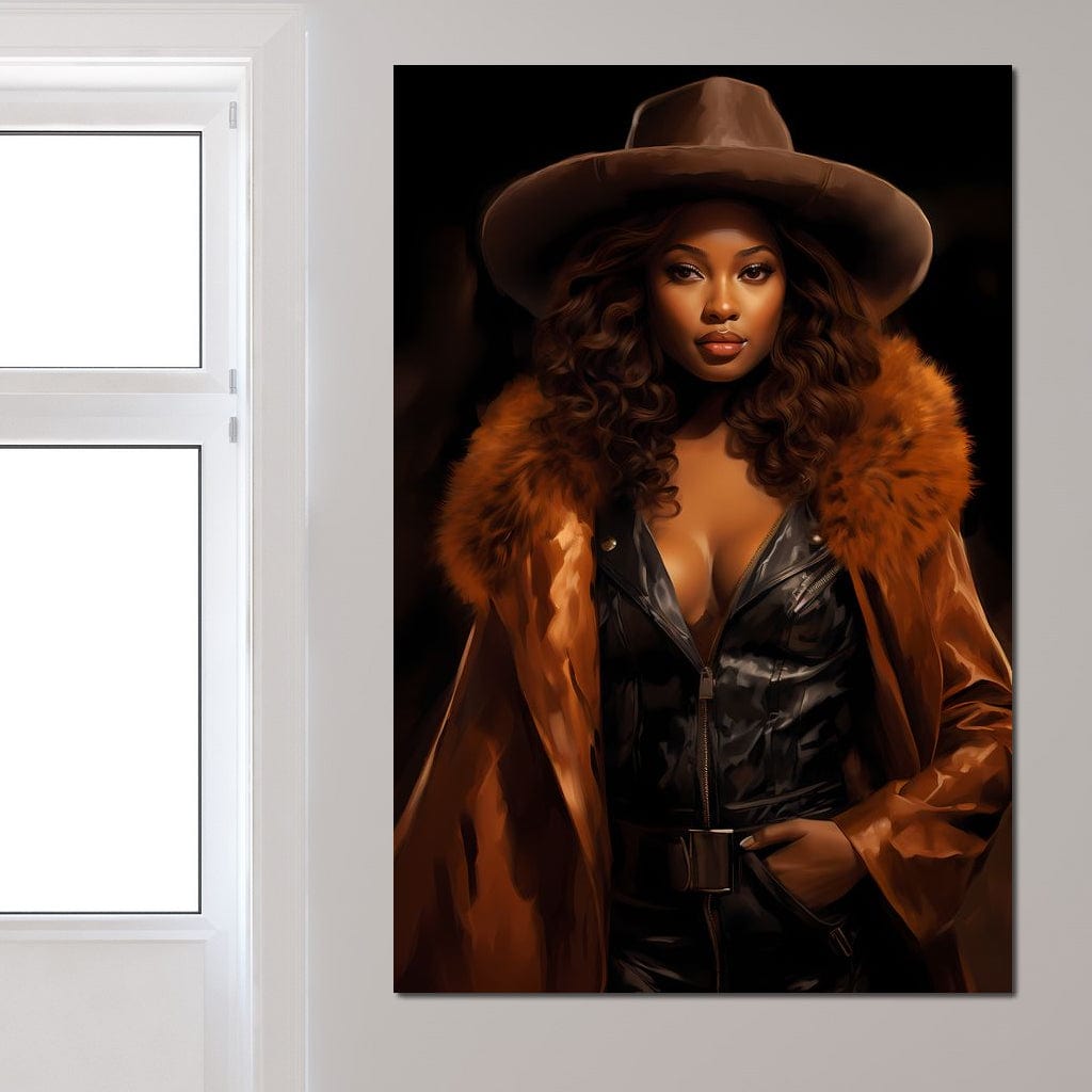 African Woman in Brown Fur Canvas Wall Art