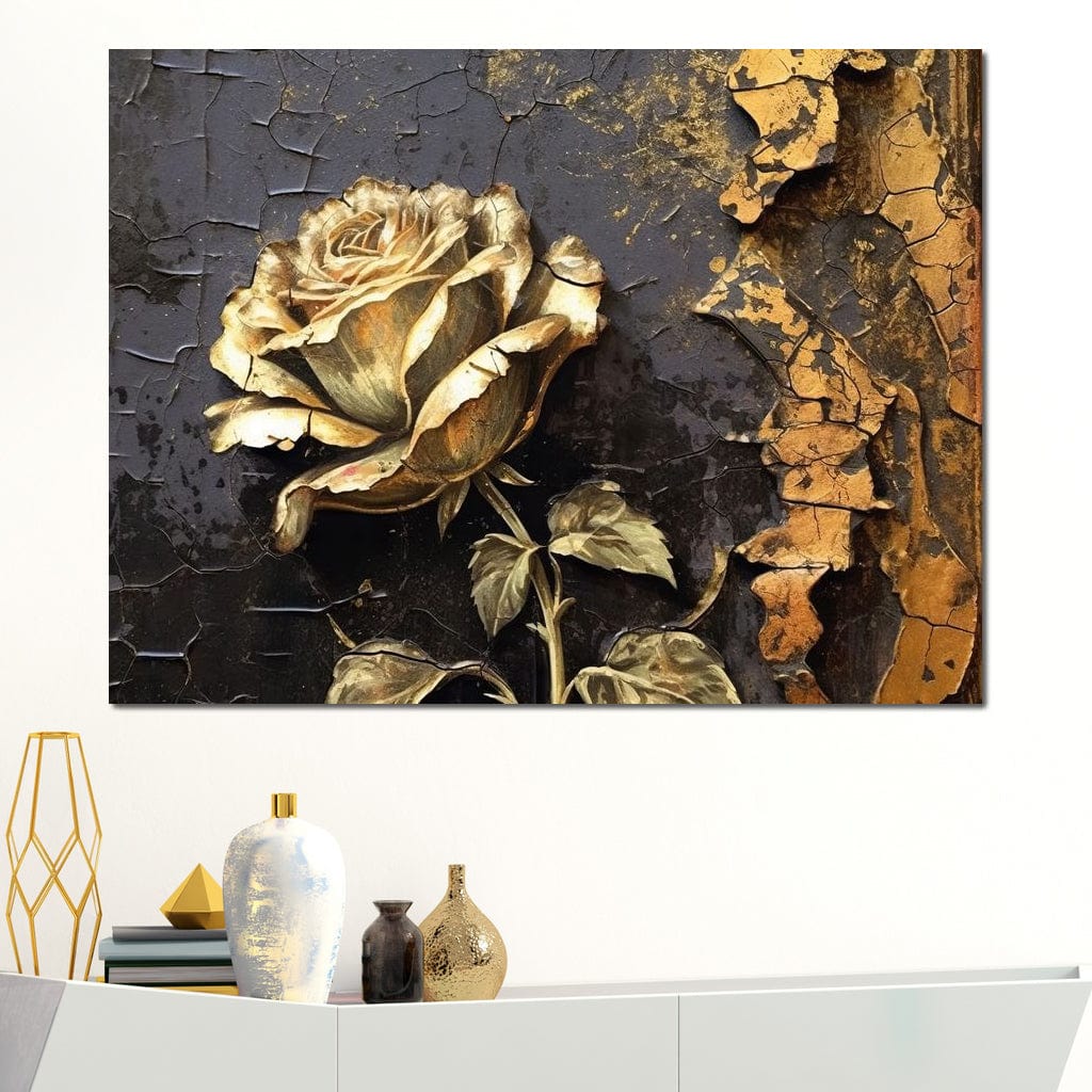 Golden Rose Canvas Wall Art