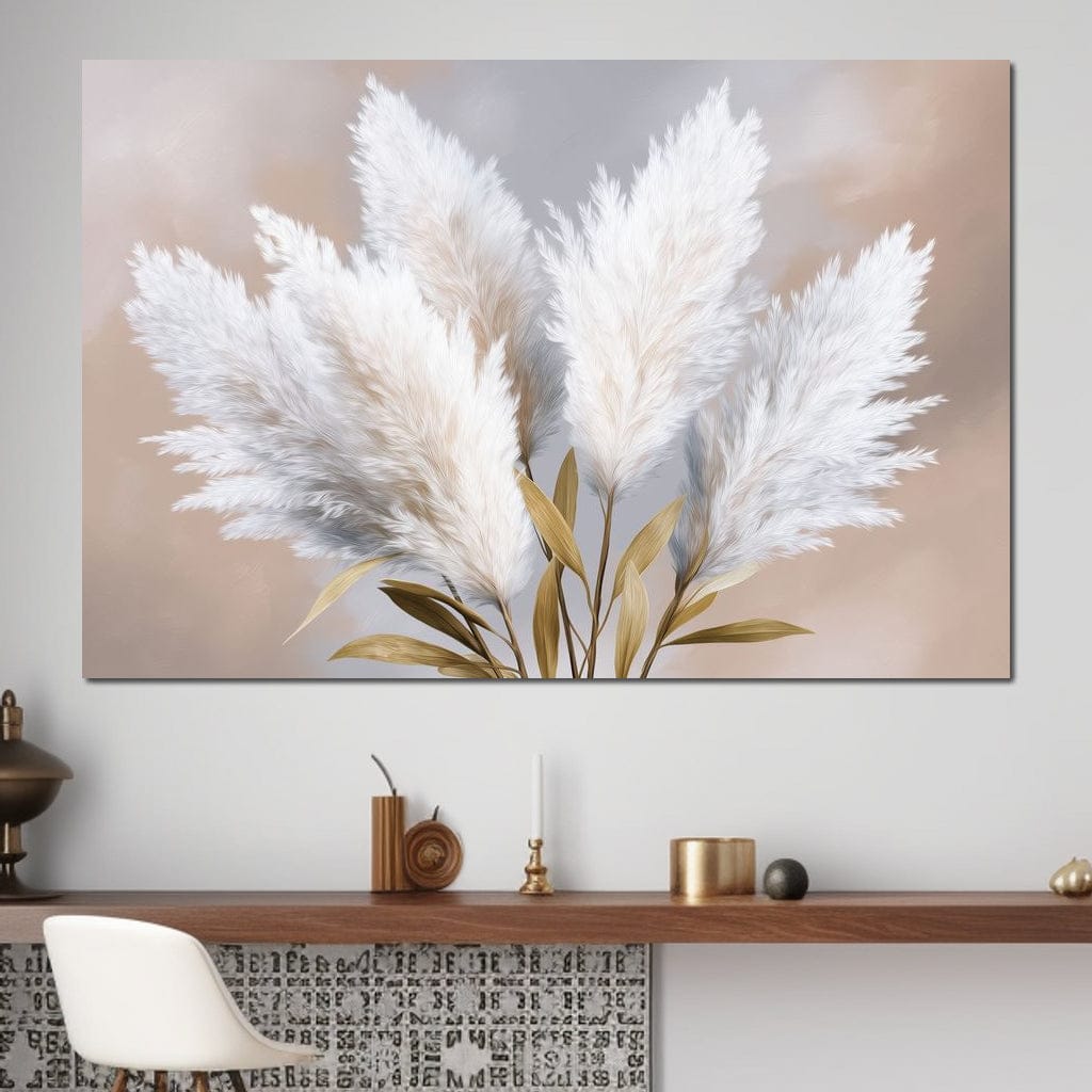 Soft Pampas Feathers Bouquet Canvas Wall Art