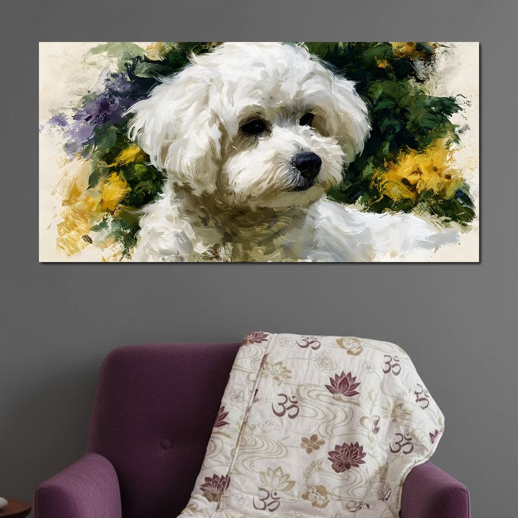 Gentle White Dog Companion Canvas Wall Art