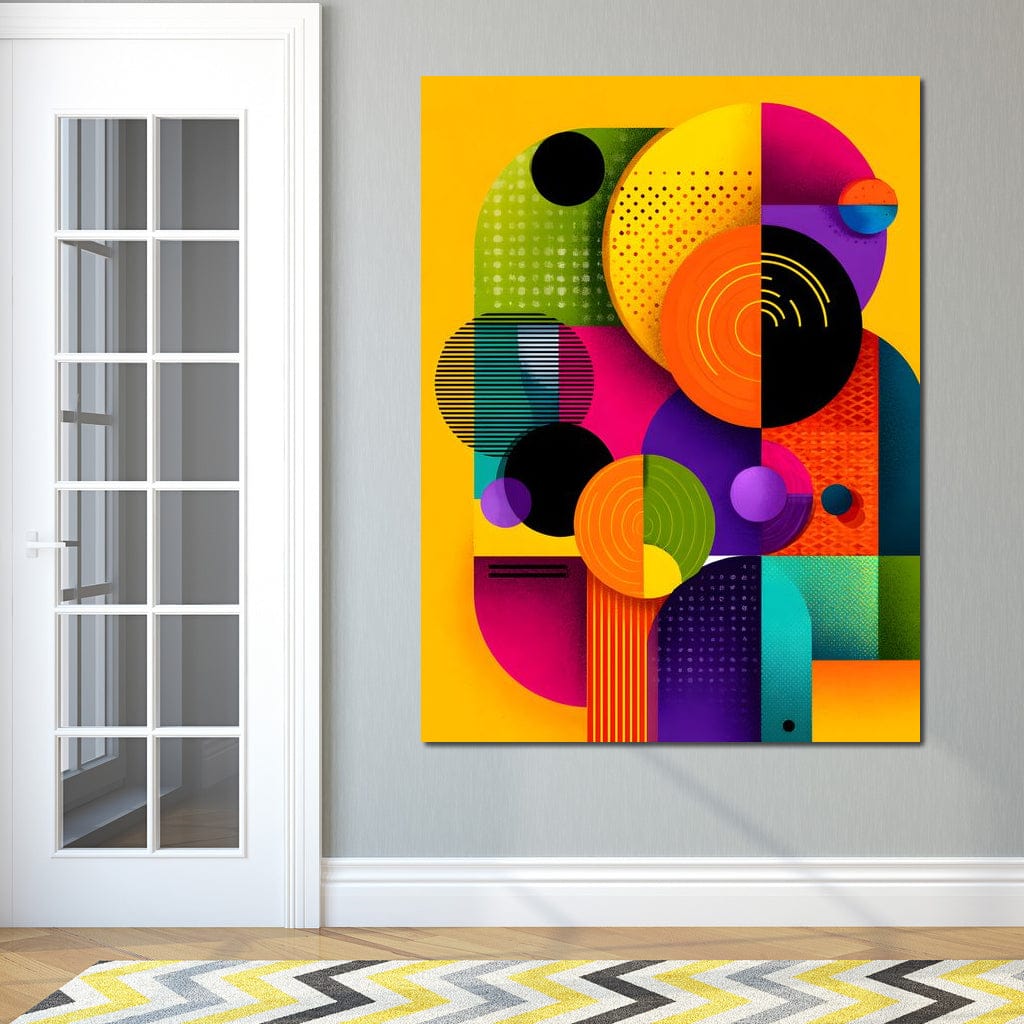 Vivid Geo Orbit Kaleidoscope Canvas Wall Art