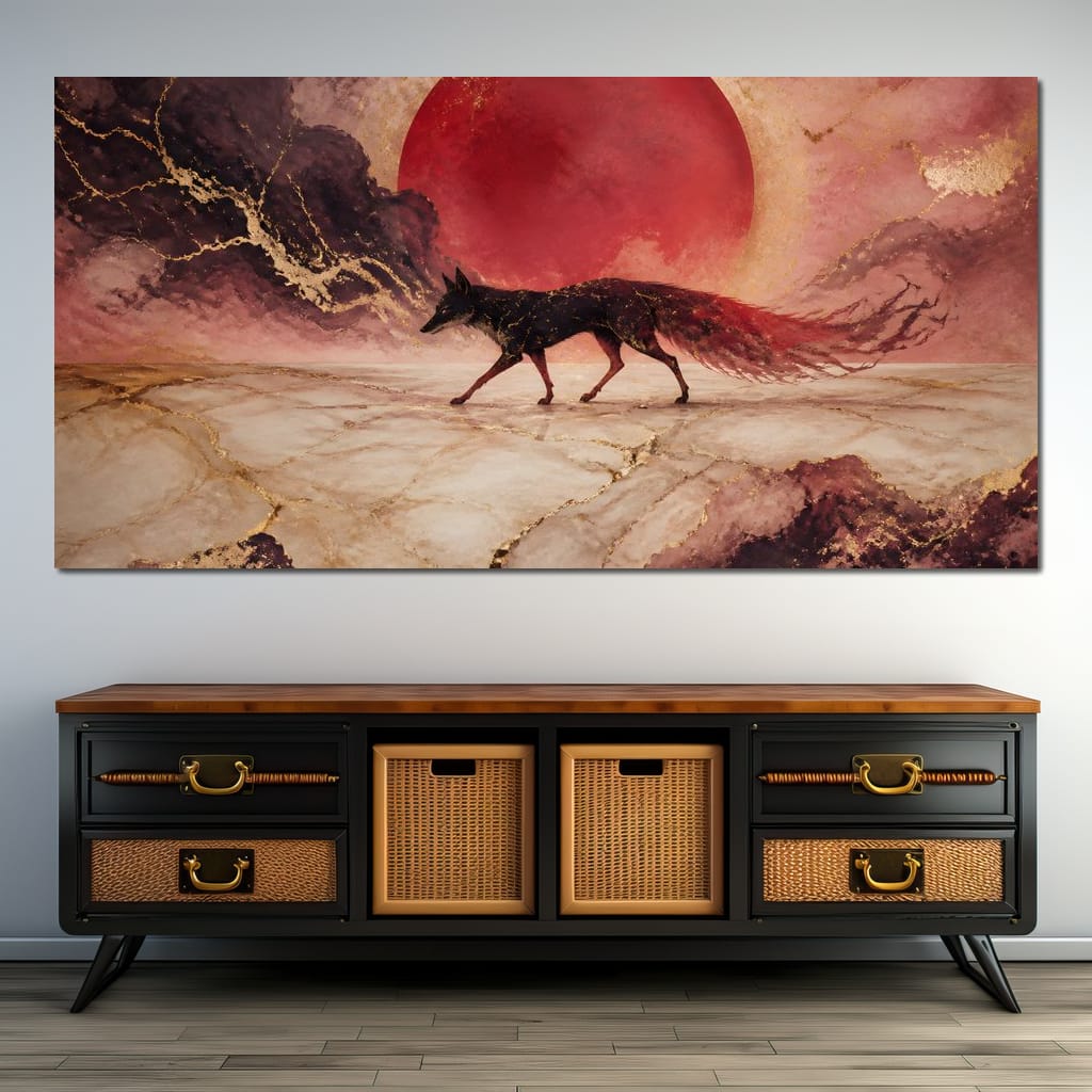 Gold Vein Fox Spirit Canvas Wall Art