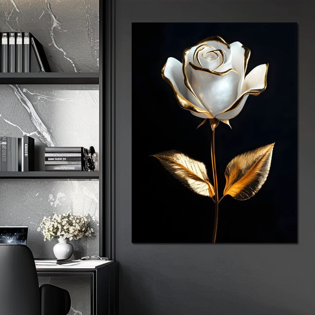 Golden Elegance Blossom Canvas Wall Art