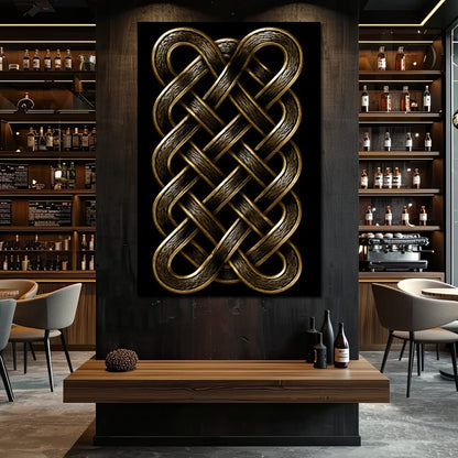 Ancient Norse Gold Metal Interlace Canvas Wall Art