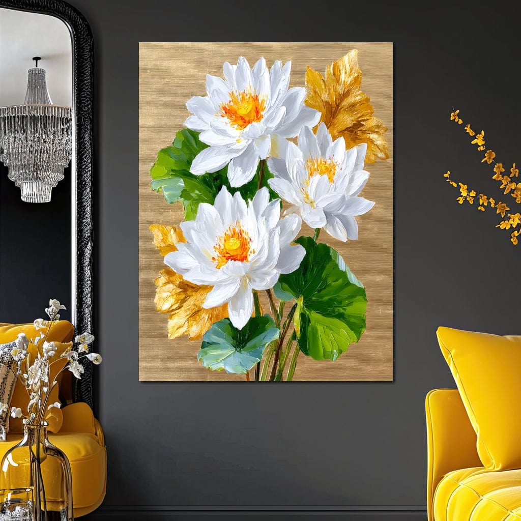 Golden Lotus Dreams Unfold Canvas Wall Art