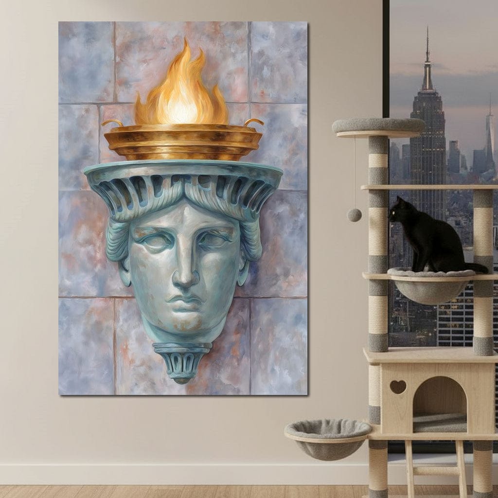 Liberty Torch Flame Portrait Canvas Wall Art