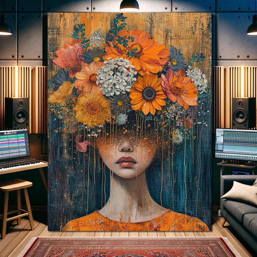 Blossoming Silence Dripping Gold Canvas Wall Art
