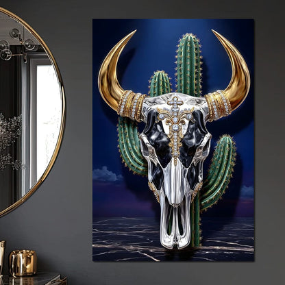 Golden Bull Skull Desert Luxe Canvas Wall Art