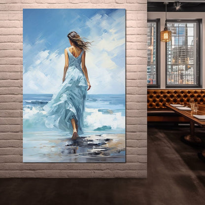 Azure Serenity Stroll Canvas Wall Art