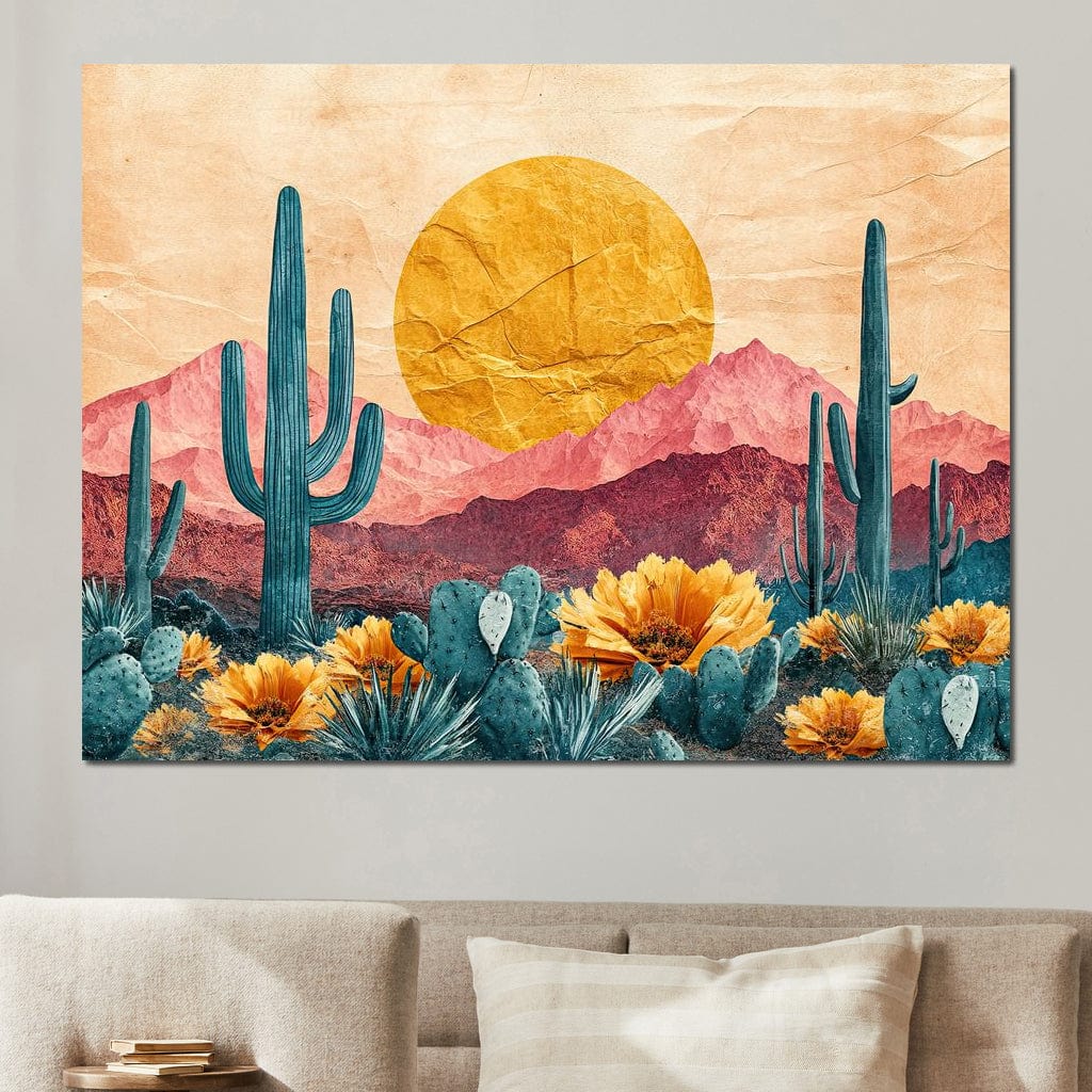 Desert Bloom Sunlit Peaks Canvas Wall Art