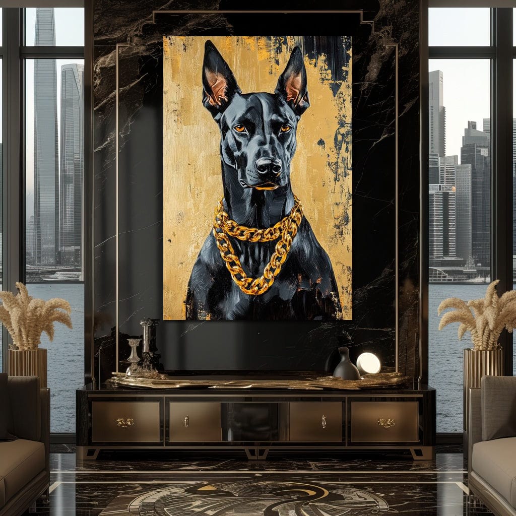 Bold Dog in Gold Canvas Wall Art