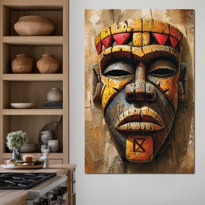 Ancient Tribal Mask Vibrance 2:3 Canvas Wall Art