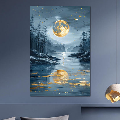 Luminous Nocturne Reflections Canvas Wall Art