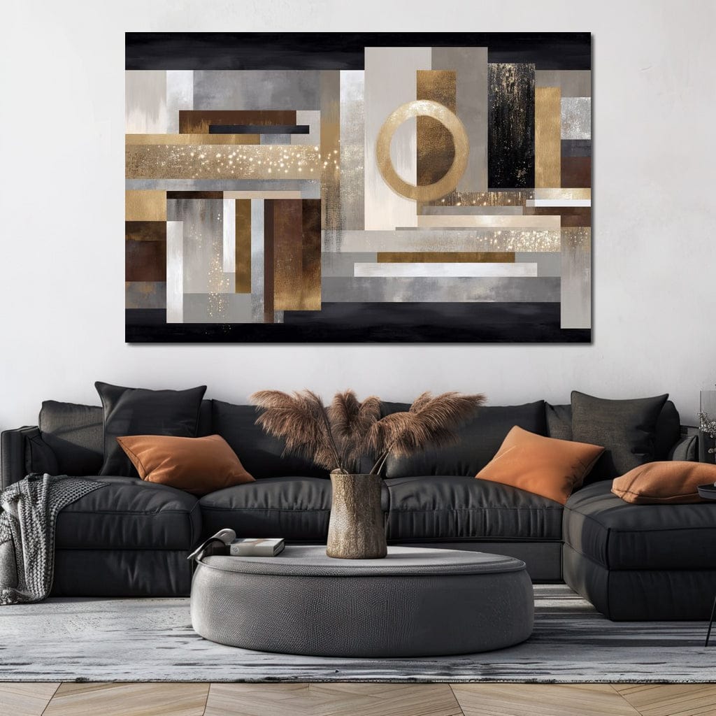 Gilded Geometry Nightfall Canvas Wall Art