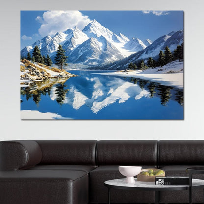 Mountain Reflections Tranquil Canvas Wall Art