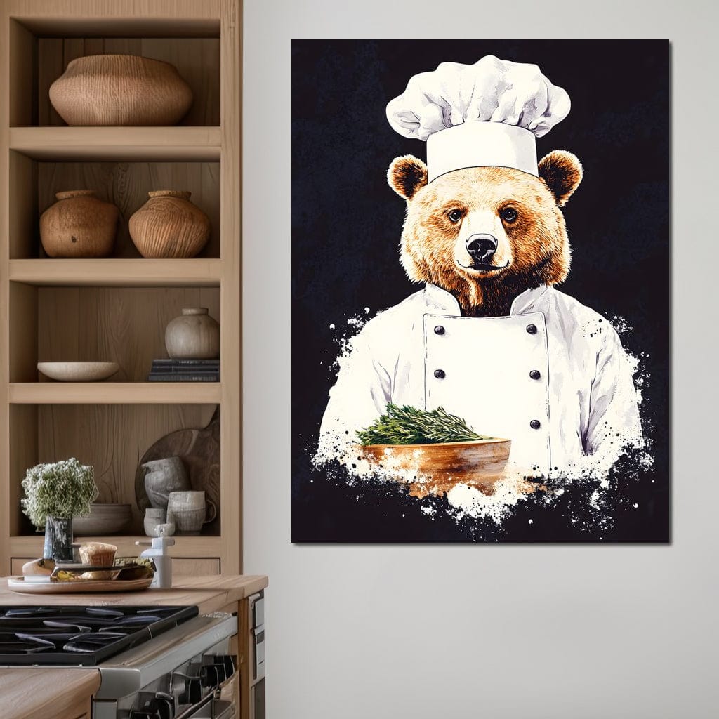 Chef Bear Culinary Delight Canvas Wall Art