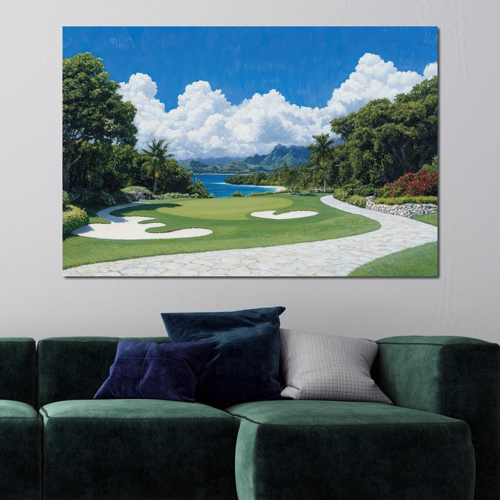Tranquil Shoreline Golf Retreat Canvas Wall Art