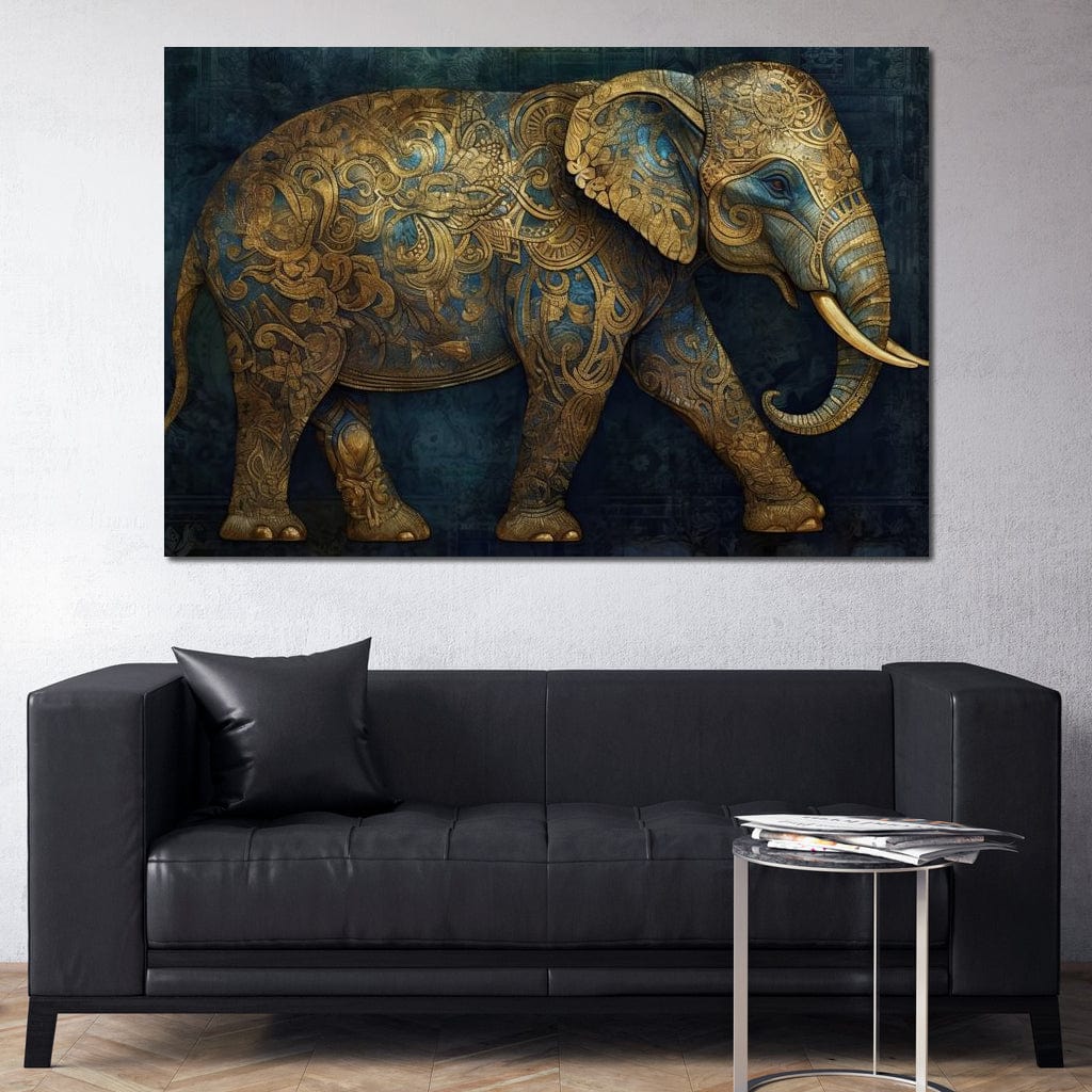 Gilded Grey Elephant Canvas Wall Art