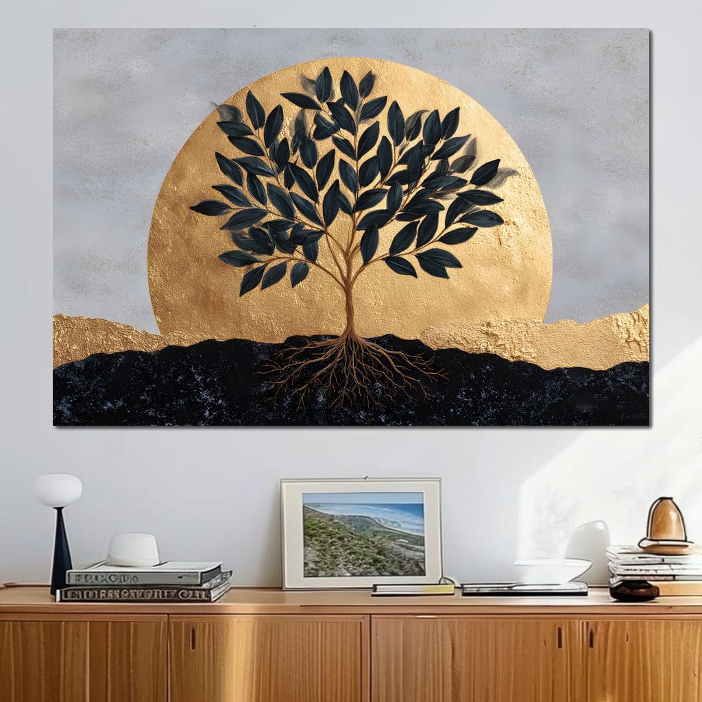 Golden Tree of Tranquility Canvas Wall Art