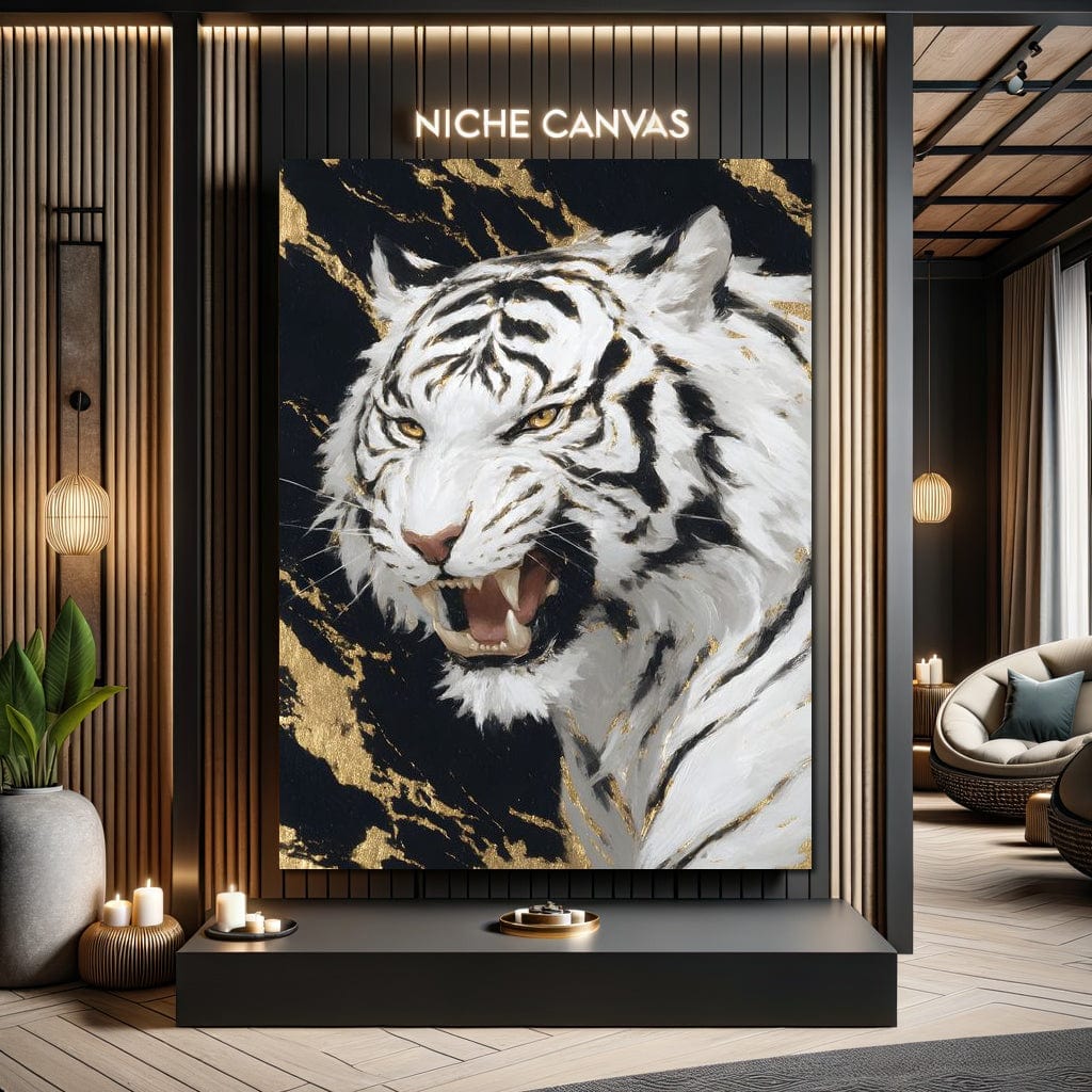 Fierce Aura Golden Roar Canvas Wall Art