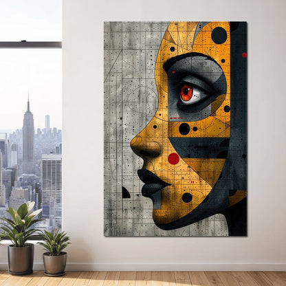 Mechanized Visage Unveiled Canvas Wall Art