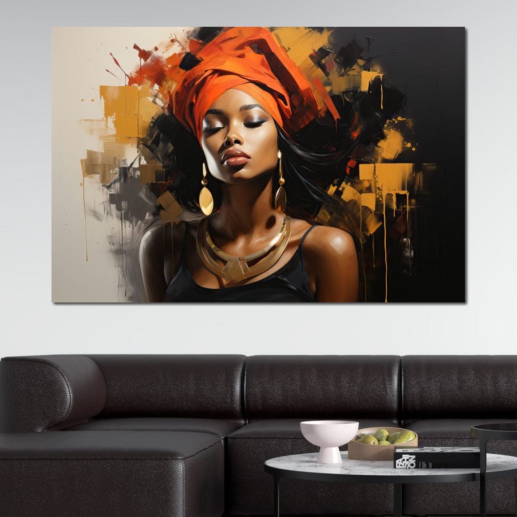 Black Gold Fashion Portrait Canvas Wall Art