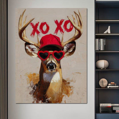 XOXO Deer Love Shades Portrait Canvas Wall Art