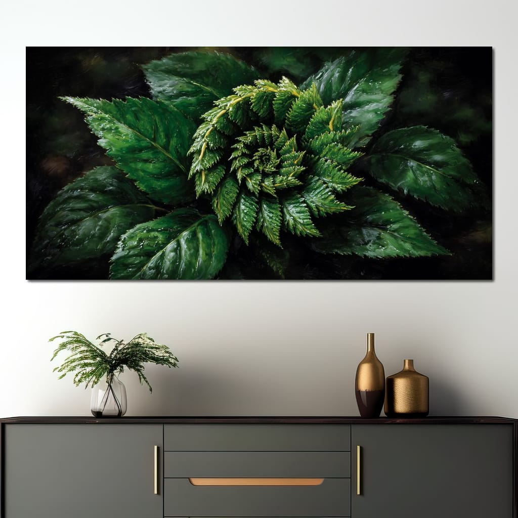 Tropical Fern Leaf Bouquet Canvas Wall Art