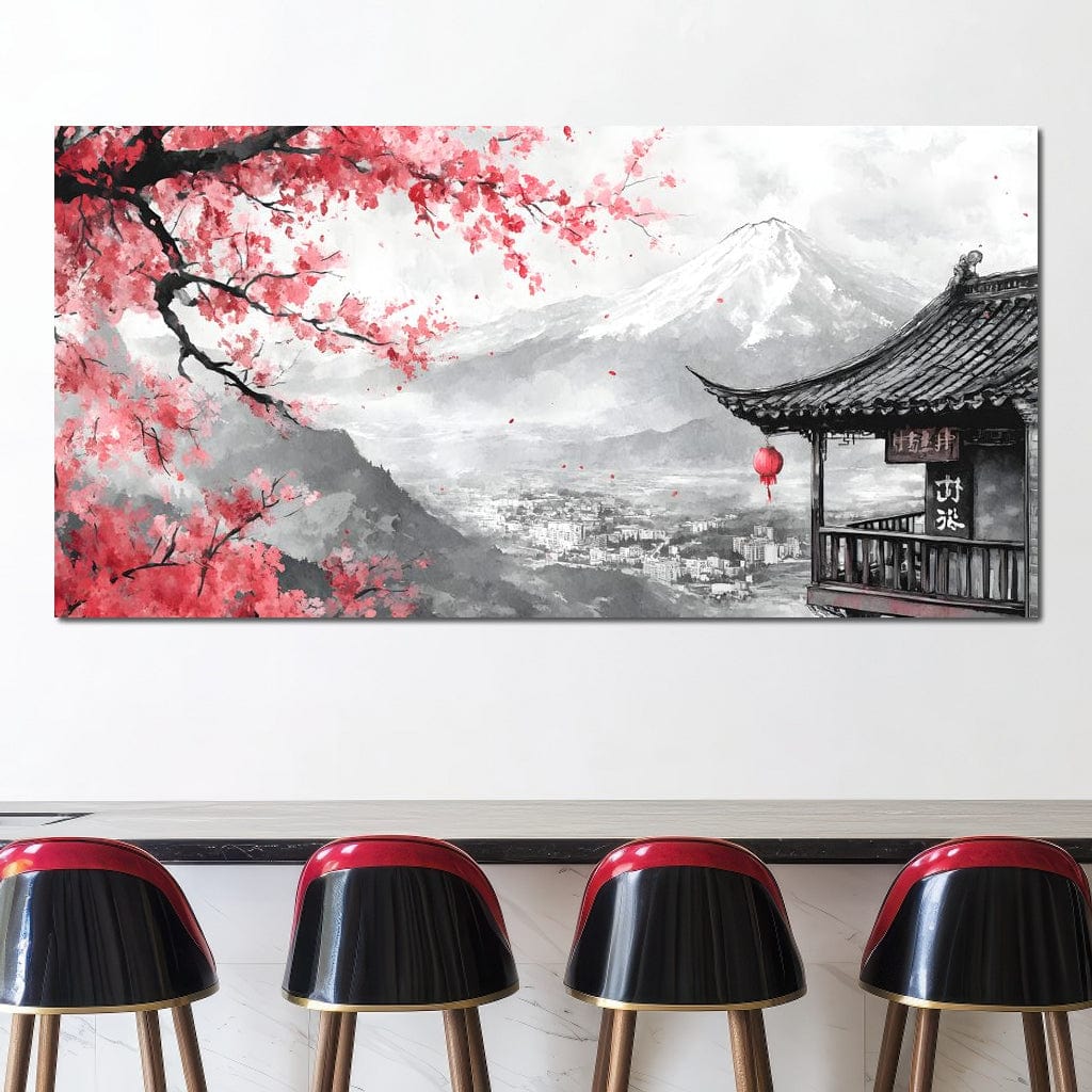 Cherry Blossom Landscape Canvas Wall Art