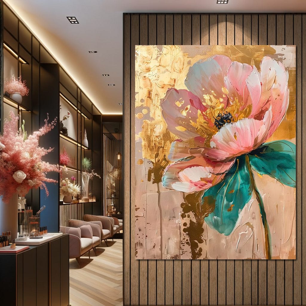 Modern Pink Flower Canvas Wall Art