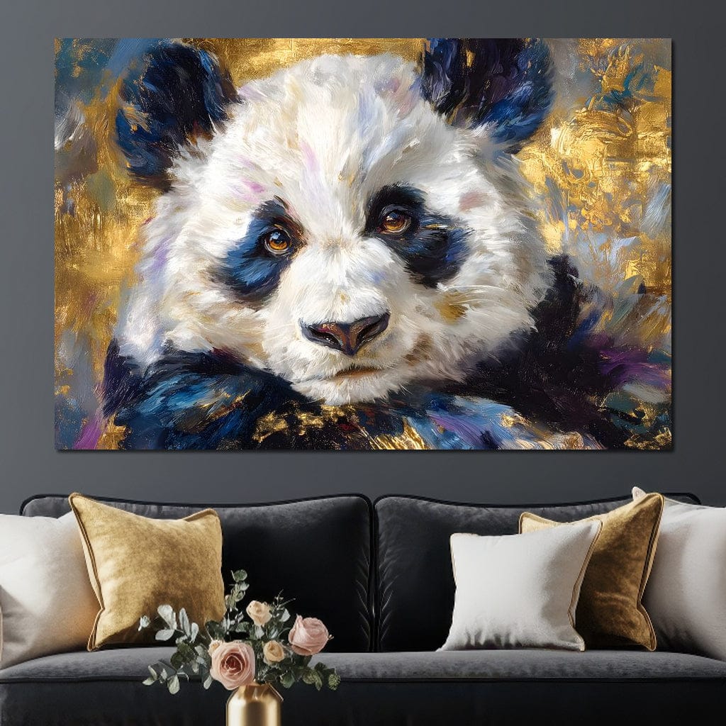 Golden Panda Daydream Portrait Canvas Wall Art