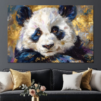 Golden Panda Daydream Portrait Canvas Wall Art
