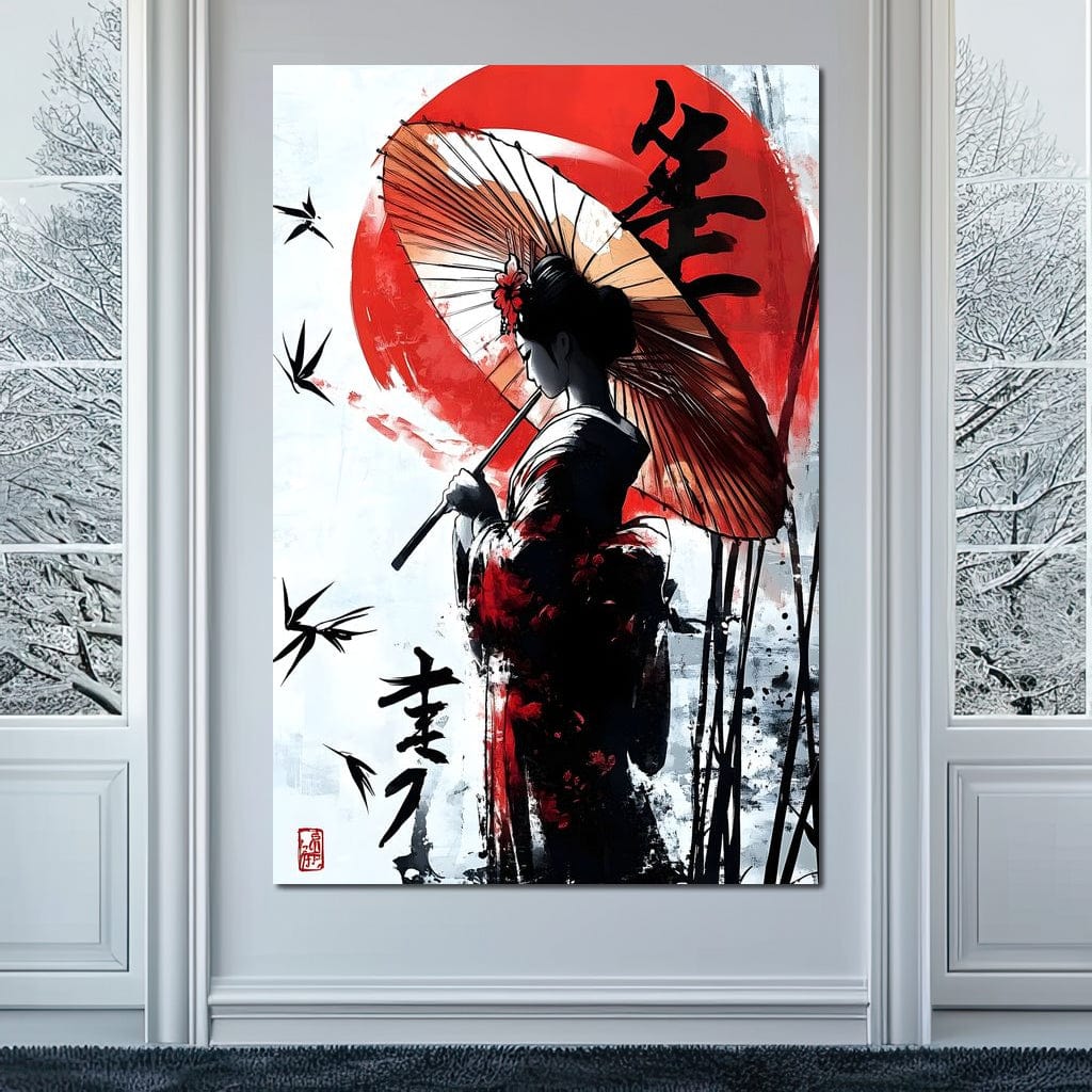 Geisha Elegance Sunlit Shadows Canvas Wall Art