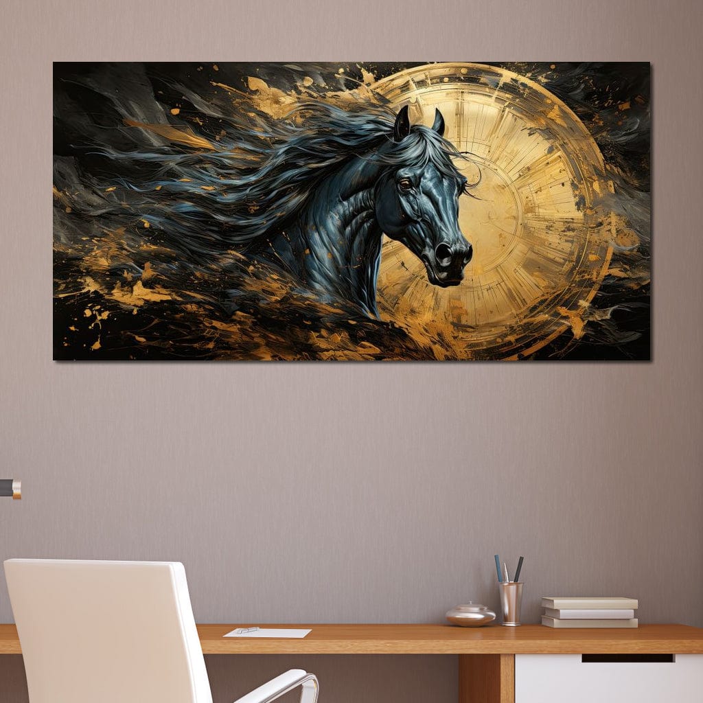 Astral Equine Eclipse Canvas Wall Art