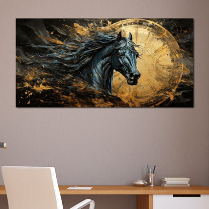 Astral Equine Eclipse Canvas Wall Art