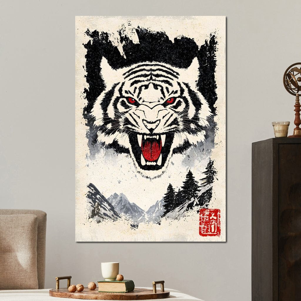 Fierce Jungle Monarch Tiger Roar Canvas Wall Art