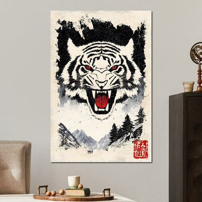 Fierce Jungle Monarch Tiger Roar Canvas Wall Art