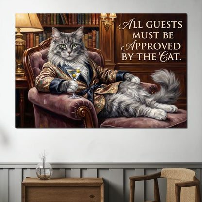 The Feline Gatekeeper Decides Canvas Wall Art