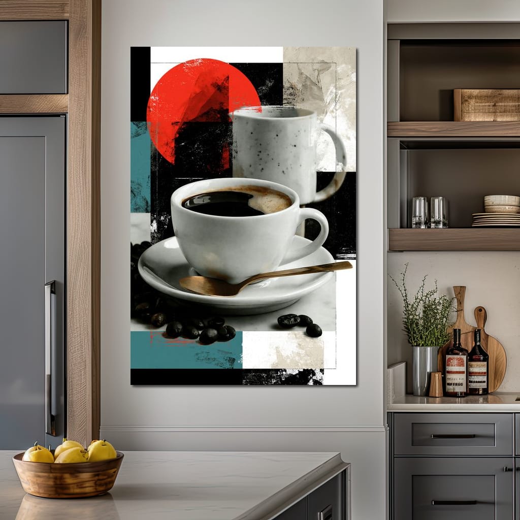 Morning Rituals Within Geometric Forms Canvas Wall Art