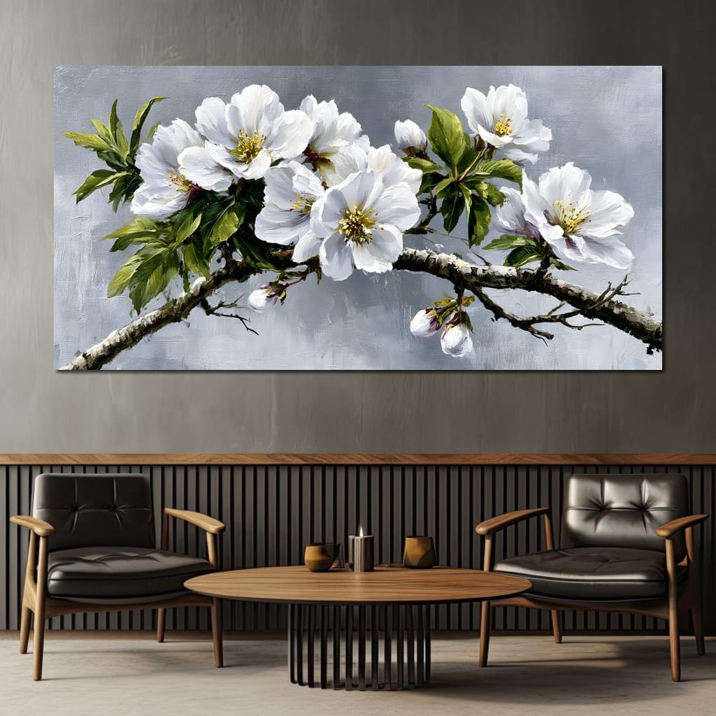 Soft Petals On Silver Morning Canvas Wall Art