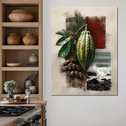 Cacao Pod Coastal Life Canvas Wall Art