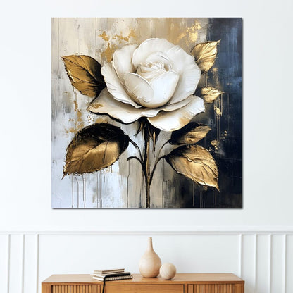 Golden Petals Against Contrast Canvas Wall Art