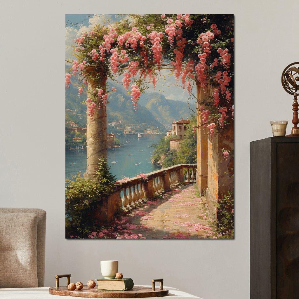Blossomed Lakeside Retreat Canvas Wall Art