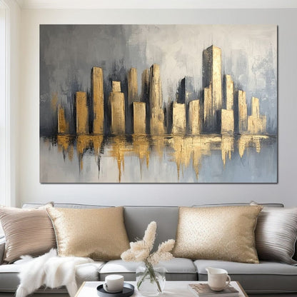 Golden Skyline Canvas Wall Art