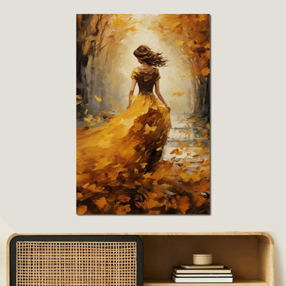 Amber Forest Promenade Canvas Wall Art