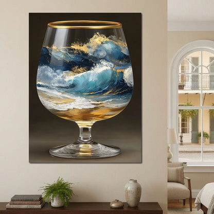 Gilded Ocean Stormglass Scene Canvas Wall Art