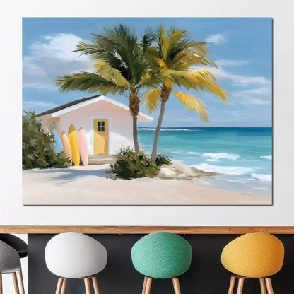 Tropical Breeze Shack Escape Canvas Wall Art