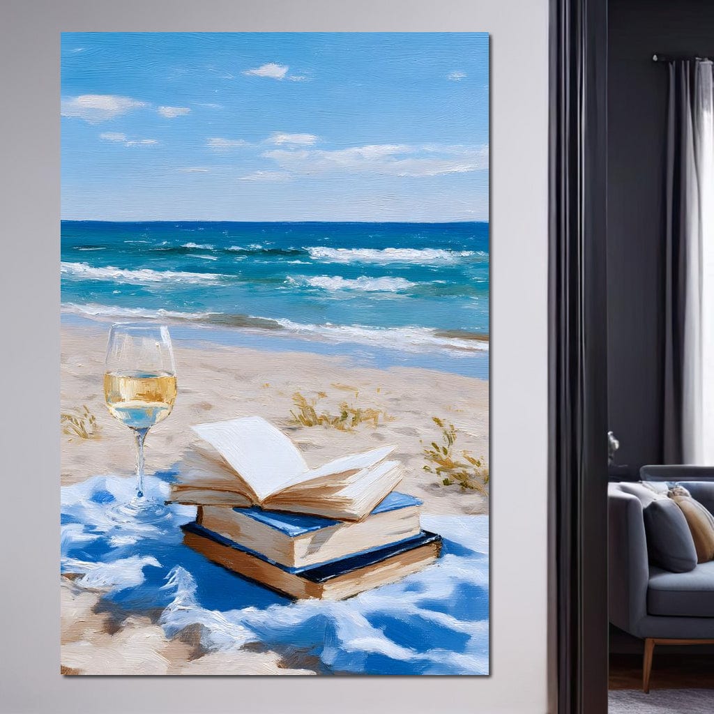 Seaside Pages and Golden Sip Canvas Wall Art
