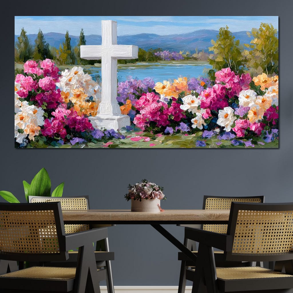 Garden Reverie by the Lake Canvas Wall Art